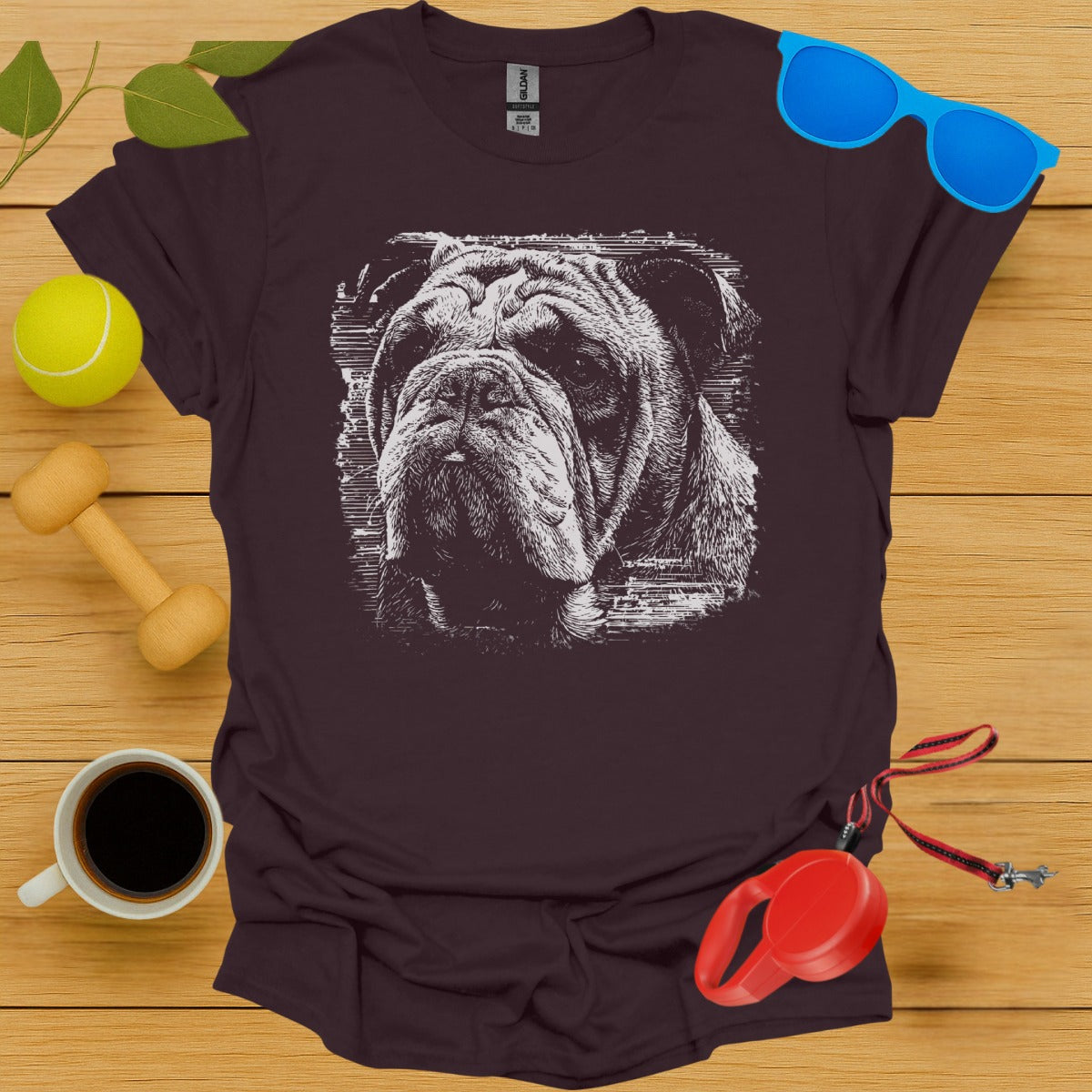 Bulldog Face Graphic Print Casual Wear Animal product