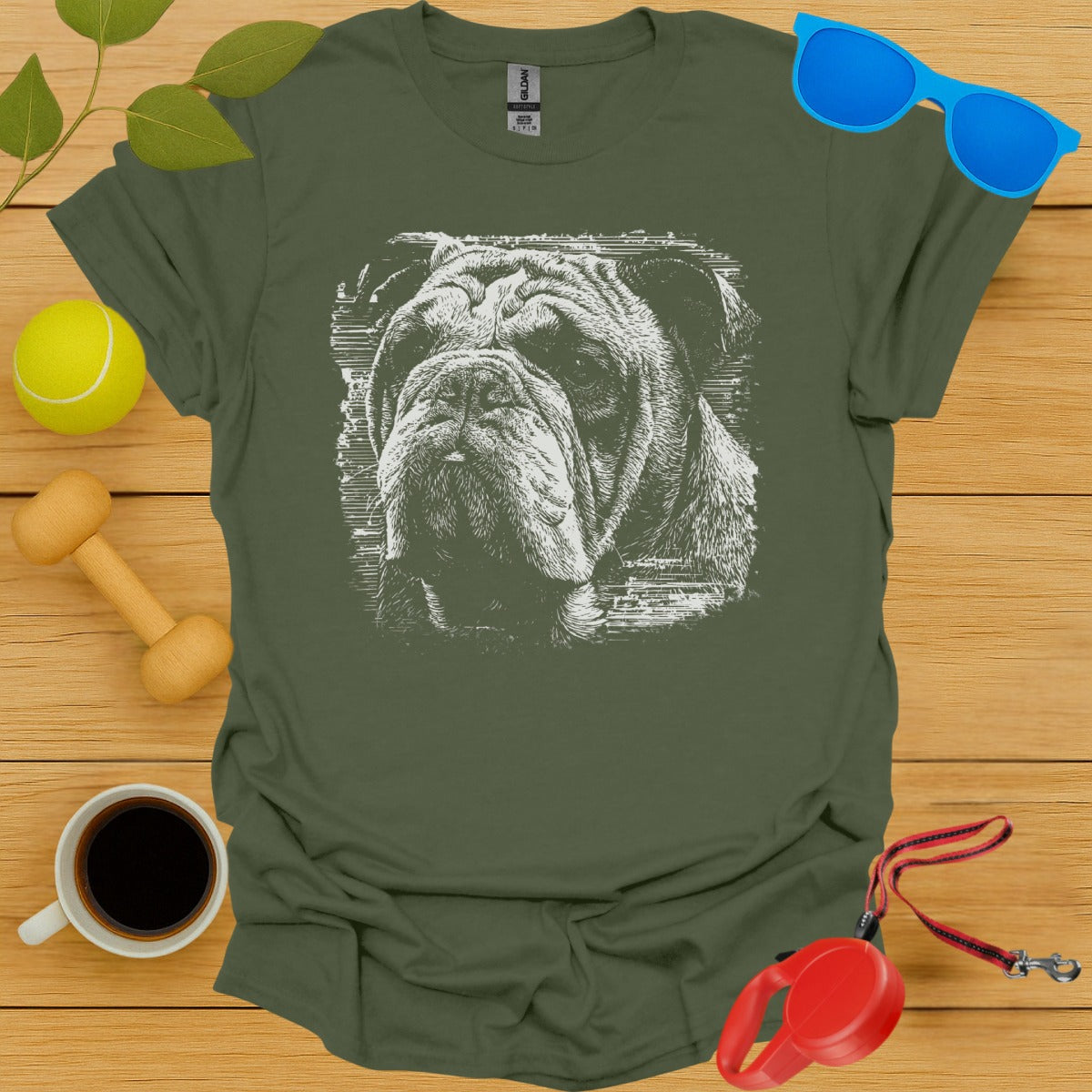 Graphic Bulldog Tee for Casual Wear Dog Themed product