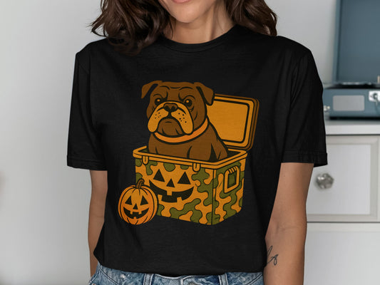 Halloween Dog Graphic Print Black T-Shirt product