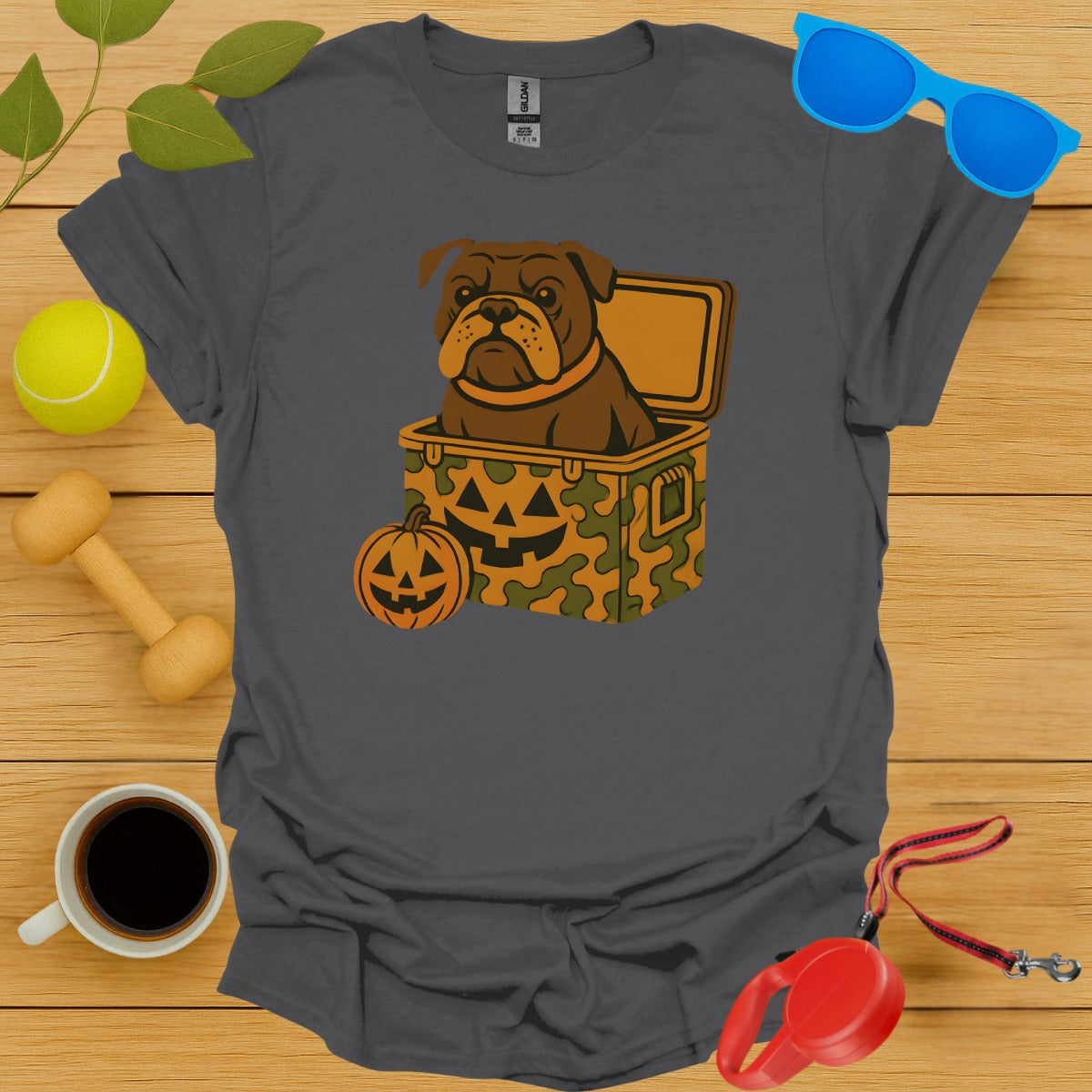 Halloween Bulldog in Pumpkin Box Graphic T-shirt product