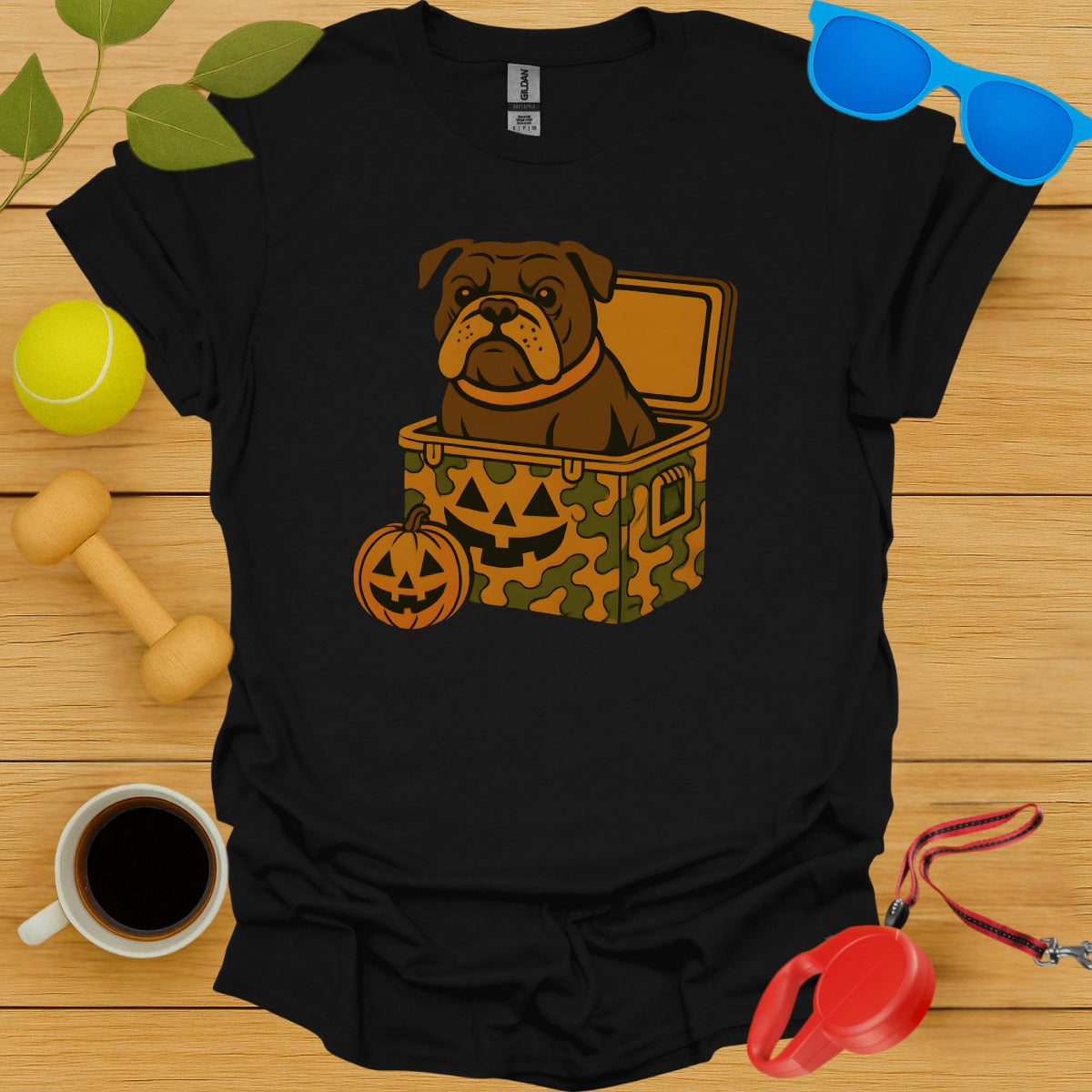 Bulldog with Halloween Pumpkin Graphic T-shirt product