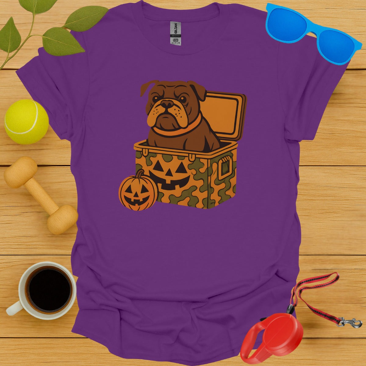 Halloween Inspired Bulldog in Pumpkin Box T-shirt product