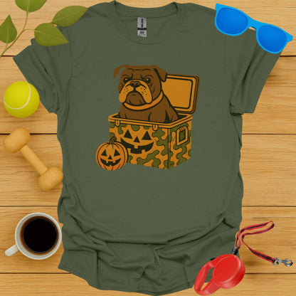 Halloween Bulldog in Pumpkin Box Graphic T-Shirt product type