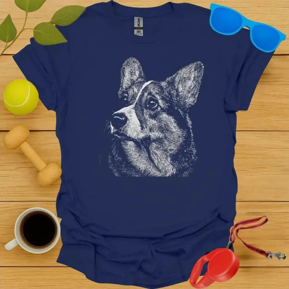 Corgi Monochrome Portrait Tee
