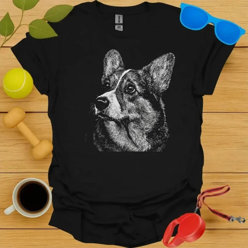 Corgi Monochrome Portrait Tee
