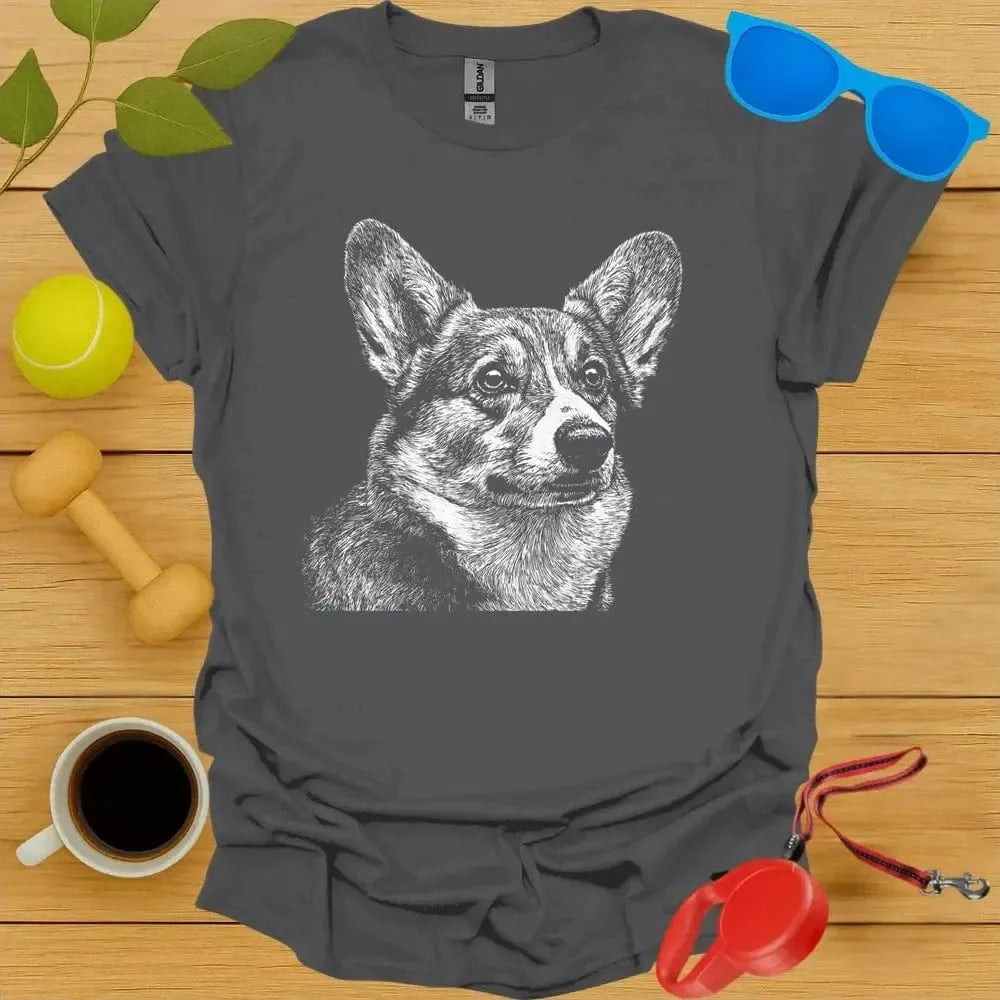 Corgi Monochrome Portrait Tee