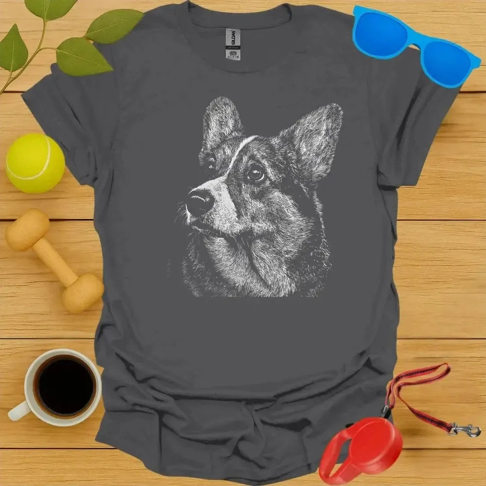 Corgi Monochrome Portrait Tee