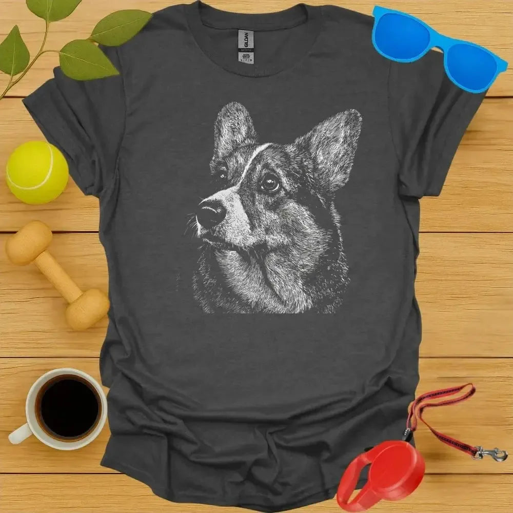 Corgi Monochrome Portrait Tee