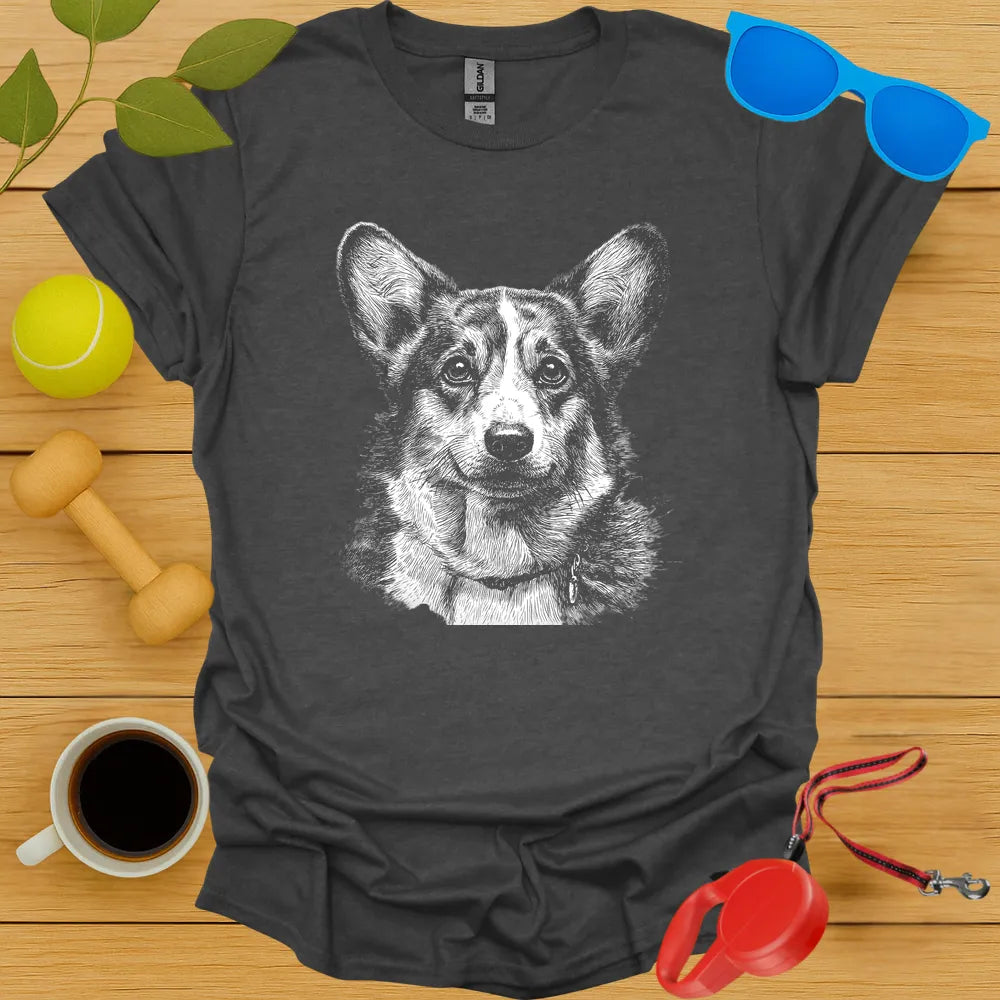 Corgi Monochrome Portrait Tee