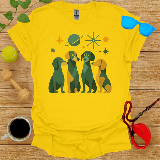 Colorful Space Dogs Graphic T-shirt for Pet Lovers