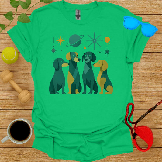 Astronaut Dogs Graphic Cute Green Tee Shirt