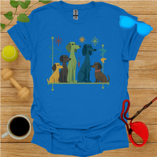 Colorful Dogs Graphic Blue T-shirt for Dog Lovers