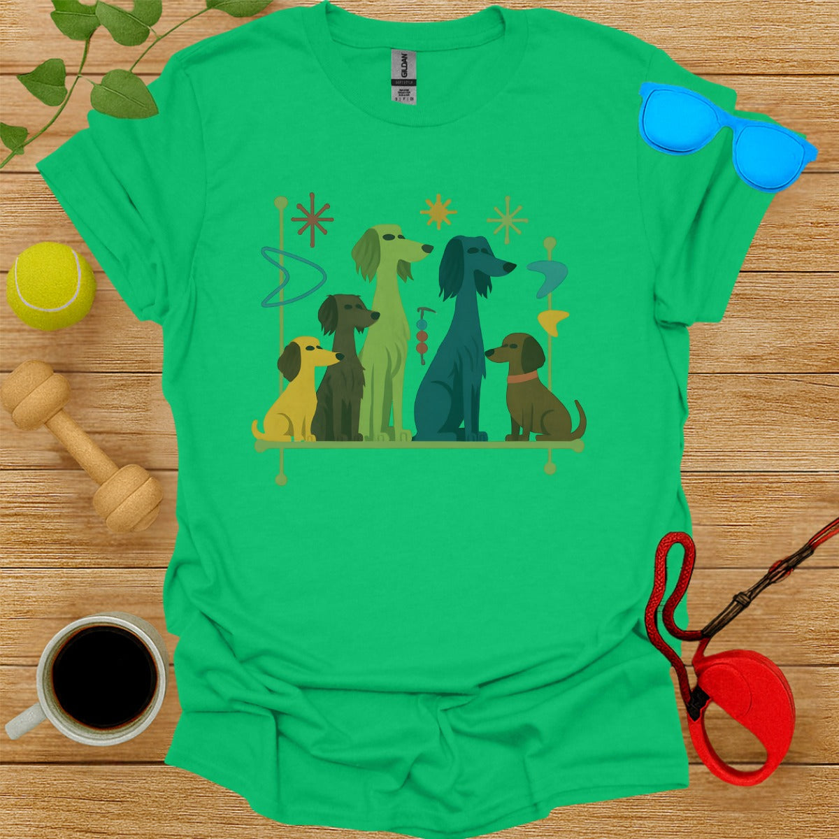 Colorful dogs graphic t-shirt with unique design