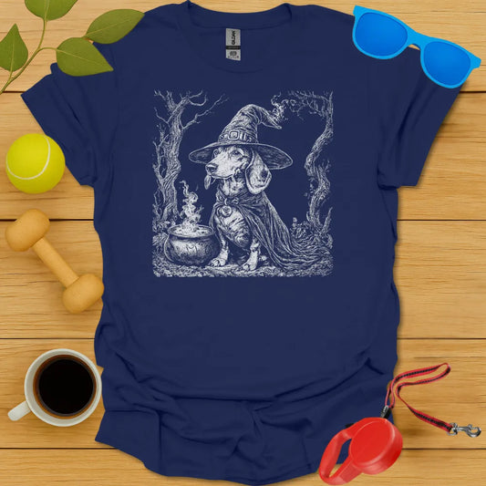Dachshund Witch T Shirt - Navy