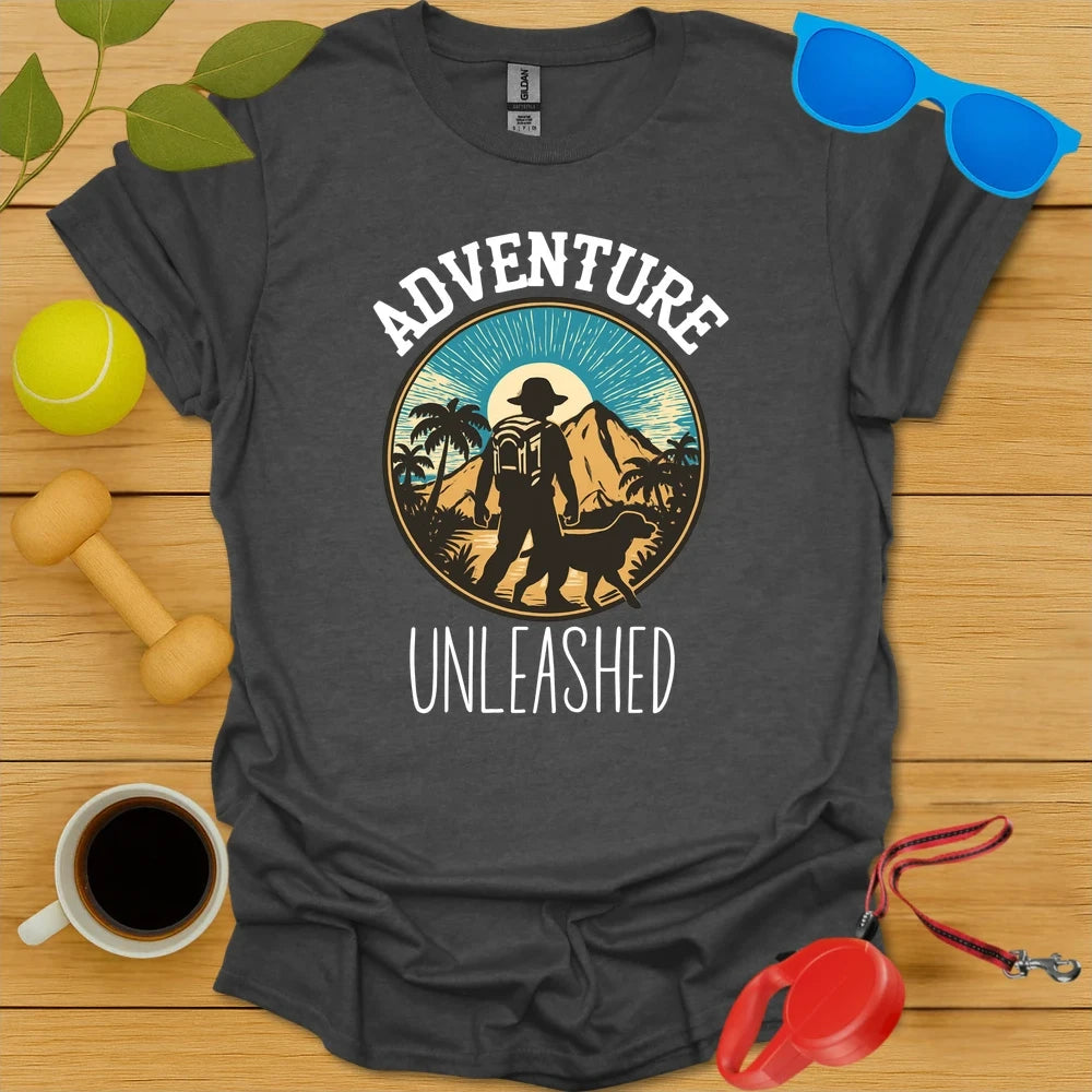 Adventure Unleashed | Hiking Dog Lover T-Shirt - Dark Heather