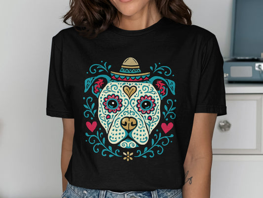 Colorful Dog Face Art Design Short Sleeve T-Shirt product type