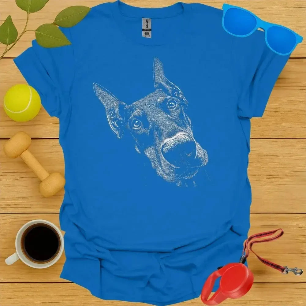 Doberman Pinscher Monochrome Portrait Tee