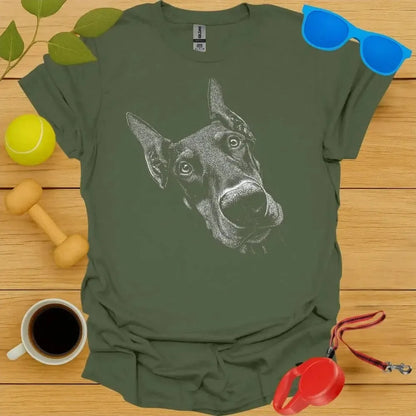 Doberman Pinscher Monochrome Portrait Tee