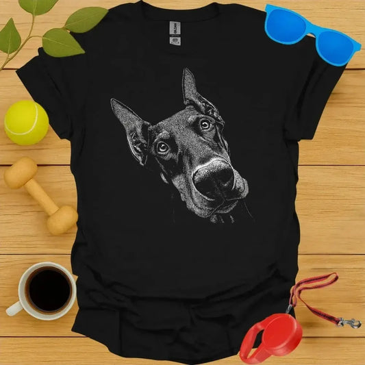 Doberman Pinscher Monochrome Portrait Tee