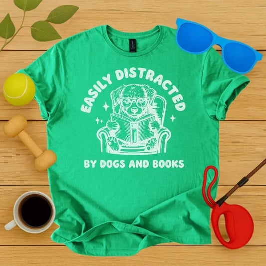Easily Distracted by Dogs & Books T-Shirt