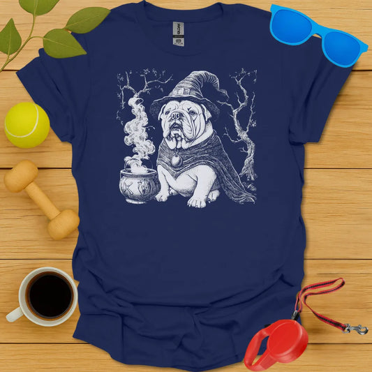 English Bulldog Witch Tee - Navy