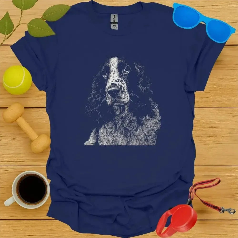 English Springer Spaniel Monochrome Portrait Tee