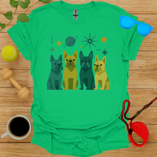 Cute Colorful Dogs with Space Elements Design Shirt