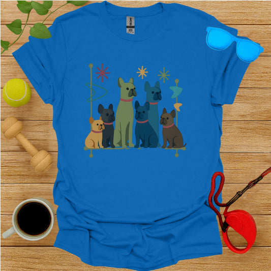 Colorful Cartoon French Bulldog Graphic T-shirt