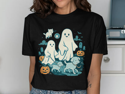 Cute Halloween Ghosts and Dogs Tee for Casual Wear product type