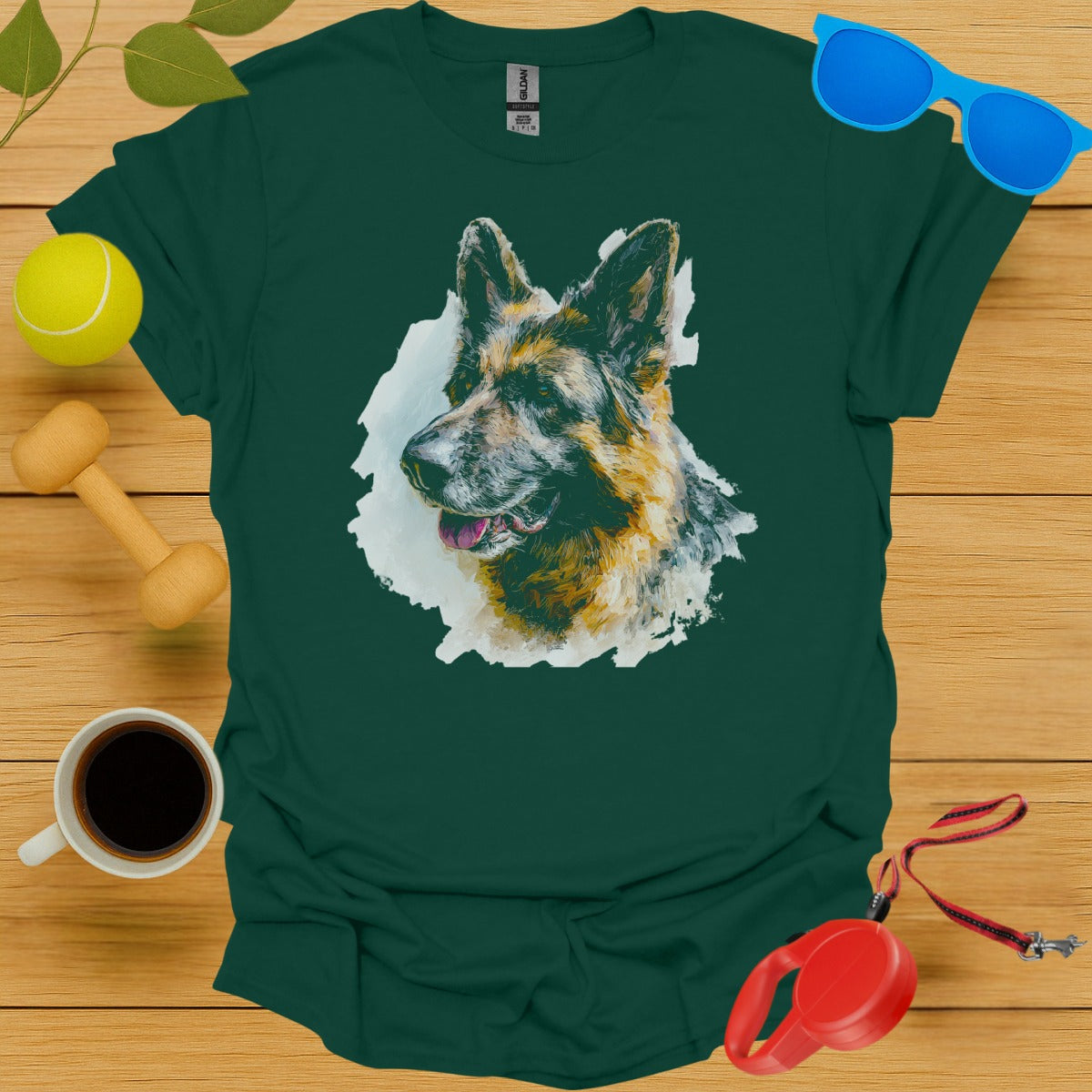 German Shepherd Dog Graphic Green T-shirt product