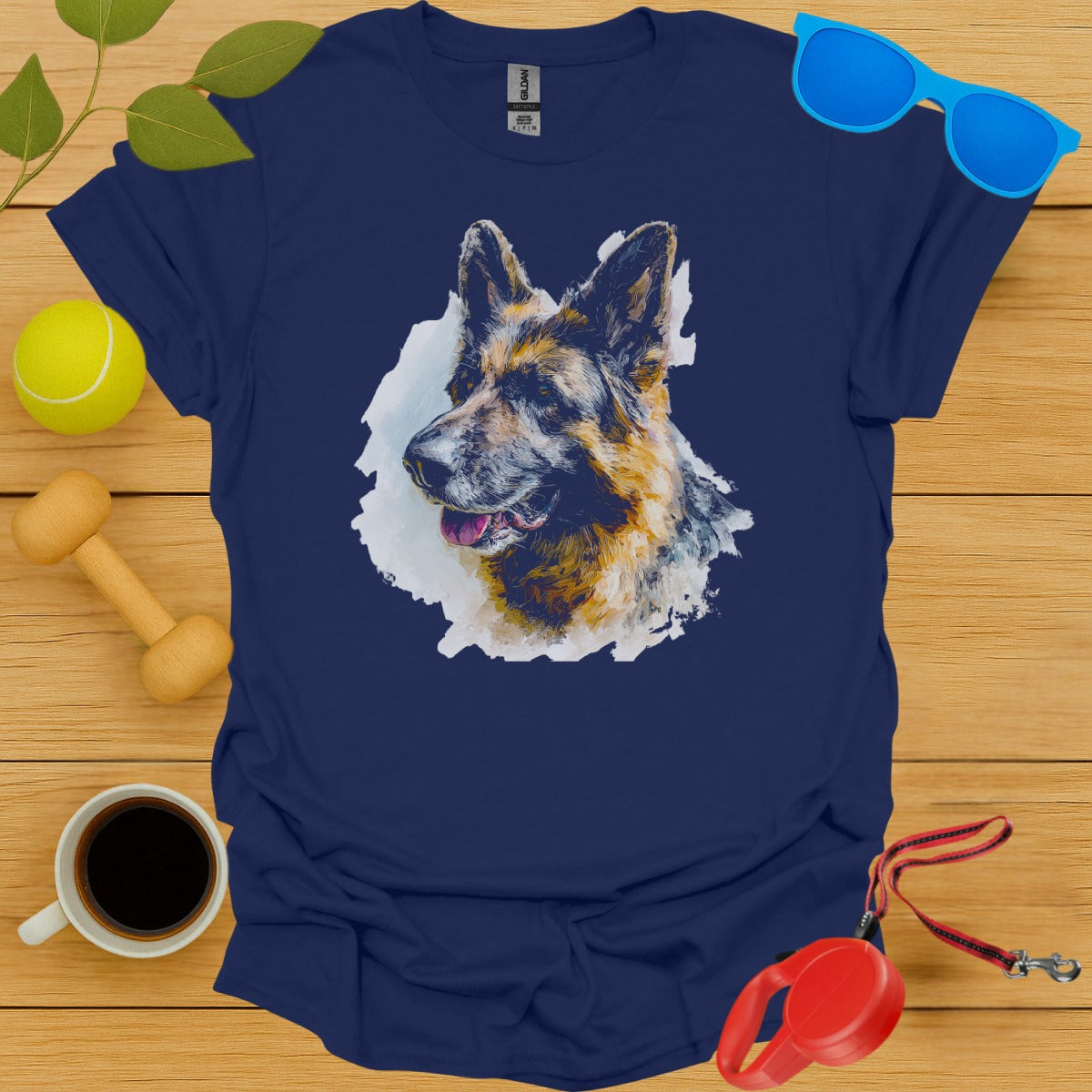 German Shepherd Graphic Blue Tee Shirt product