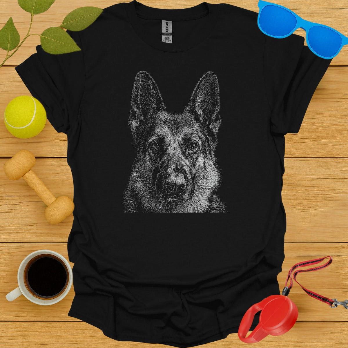 Black T-shirt with Intricate German Shepherd product type