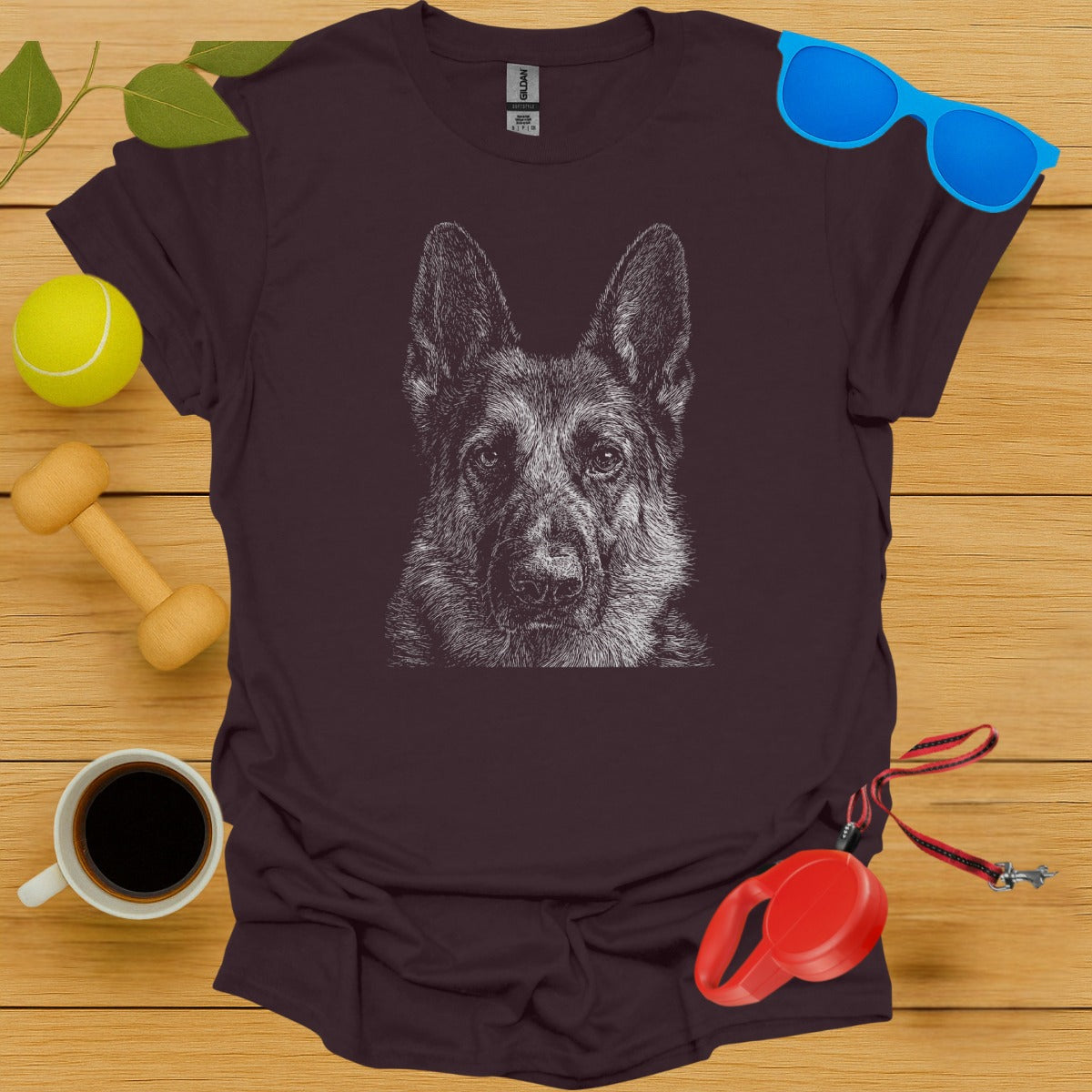 German Shepherd Art Print on a T-Shirt product type