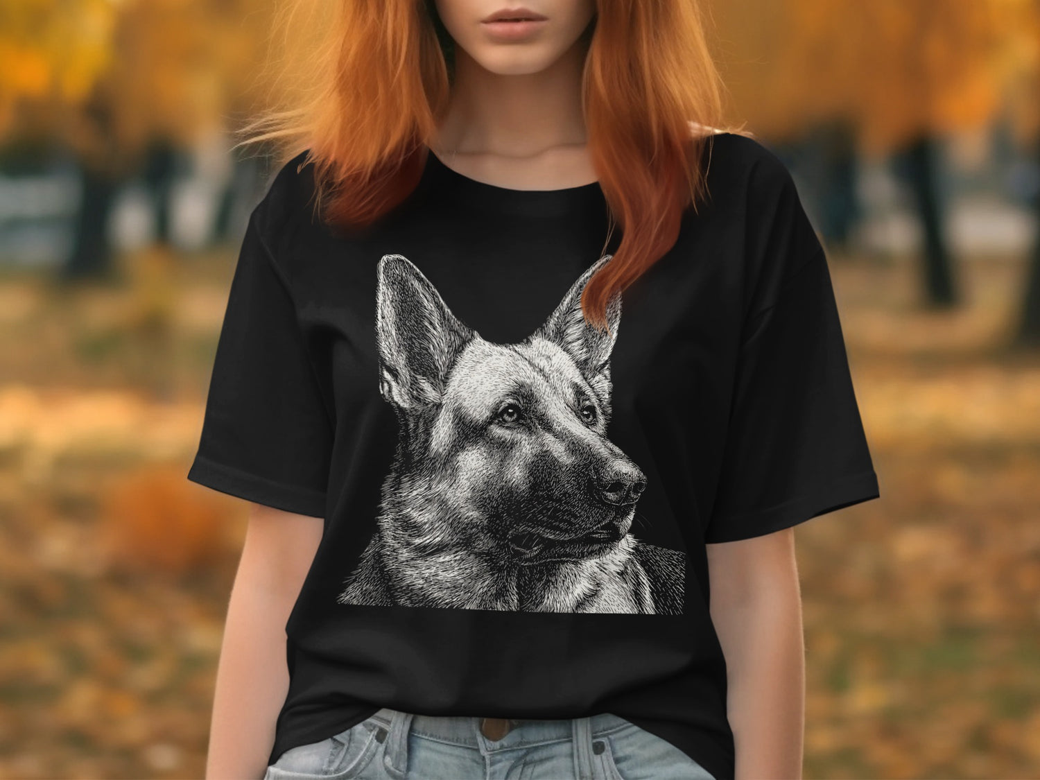 German Shepherd Dog Printed Black T-Shirt product