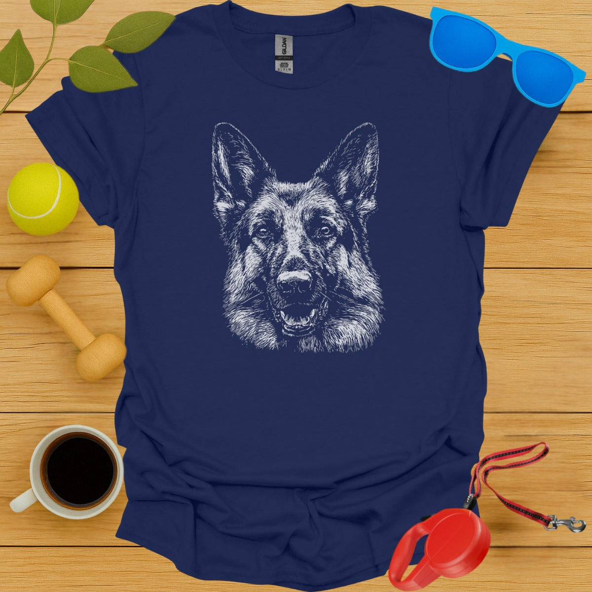 Detailed Illustration of German Shepherd Shirt Product