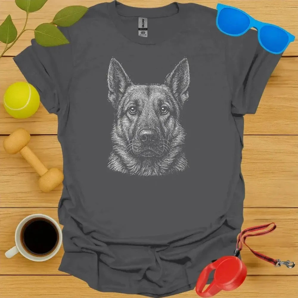 German Shepherd Monochrome Portrait Tee