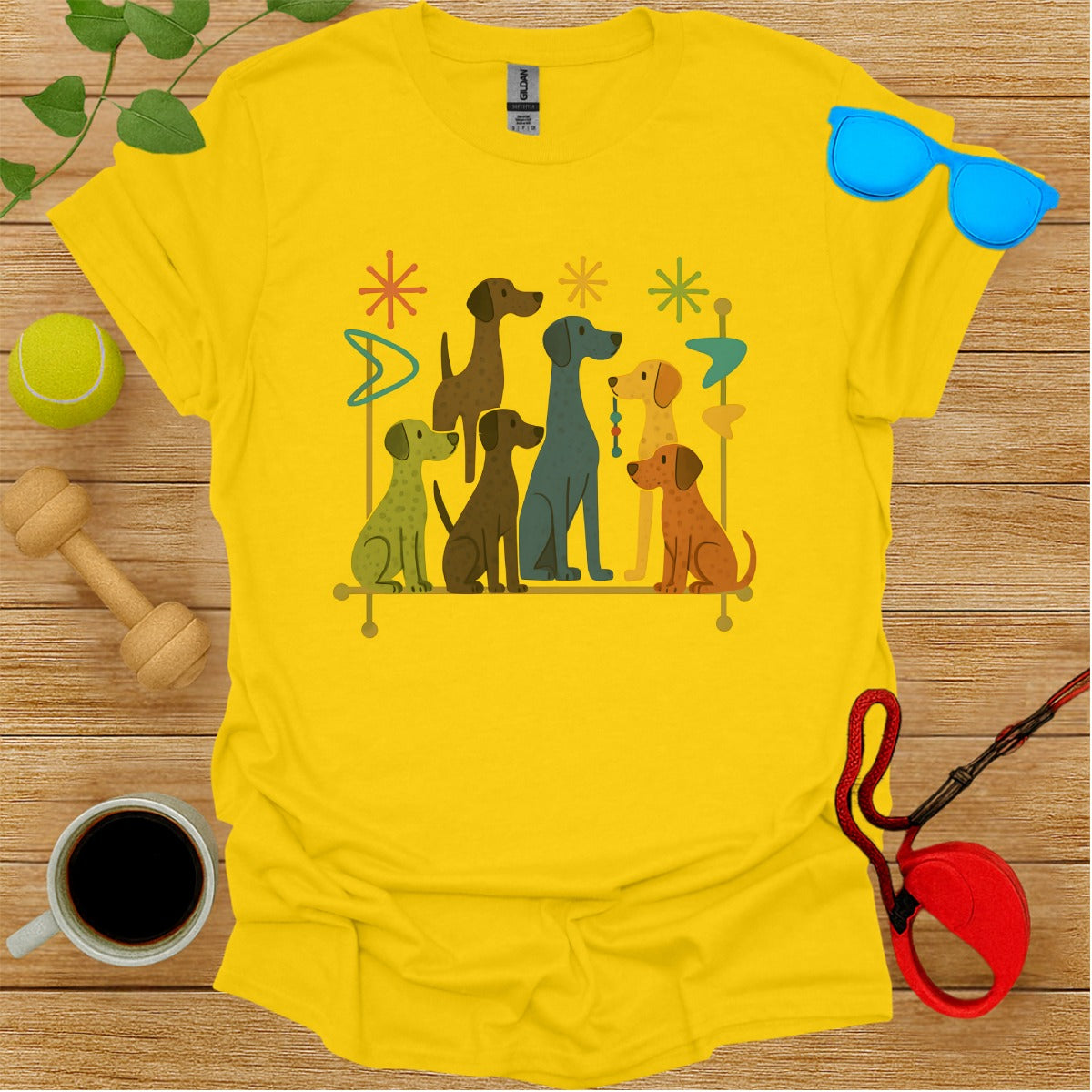Cute Colorful Cartoon Dogs Printed T-Shirt