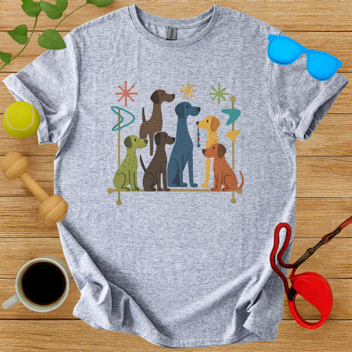 Playful Dogs Graphic Print Short Sleeve Shirt