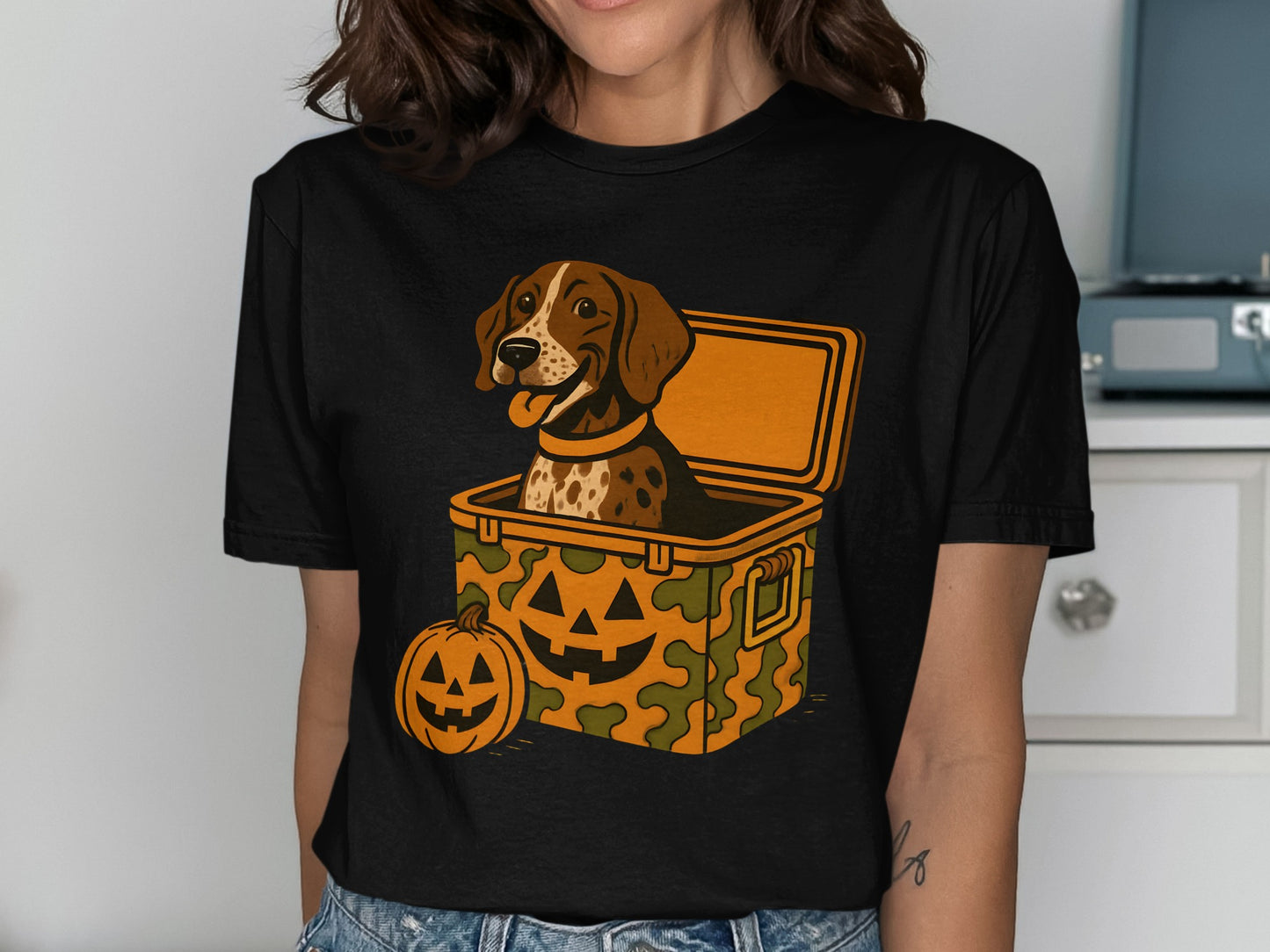 Halloween Dog in Pumpkin Design T-Shirt product type