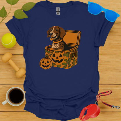 Halloween Dog in Pumpkin Box Graphic Tee Shirt product type