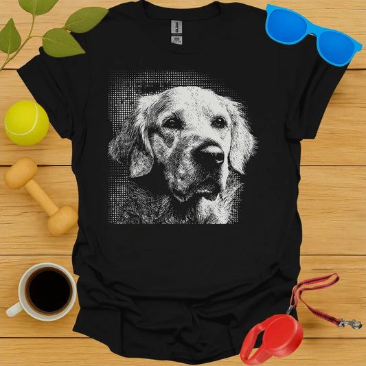 Golden Retriever Halftone Dot Portrait Tee