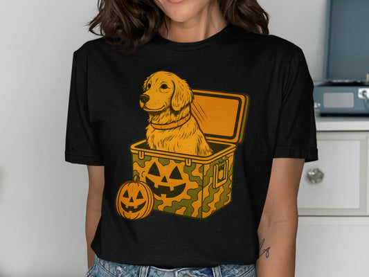 Golden Retriever in Pumpkin Box Halloween T-Shirt product type