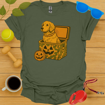 Golden Retriever in Halloween Box graphic shirt product type