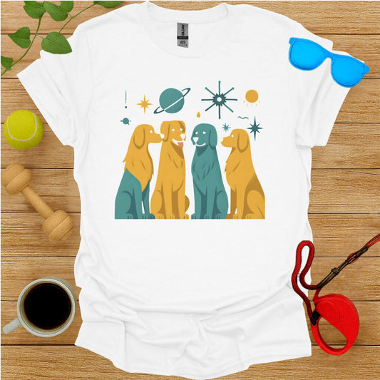 Galaxy Dog Gathering Graphic Tee Shirt