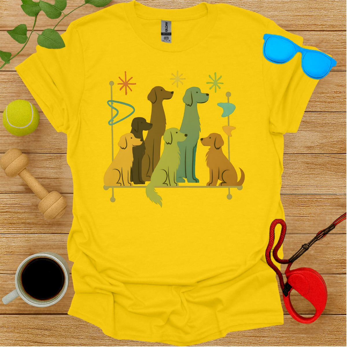 Colorful Dogs Display Graphic Casual Tee