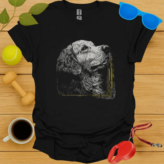 Golden Retriever Neo Traditional Tattoo Portrait Tee