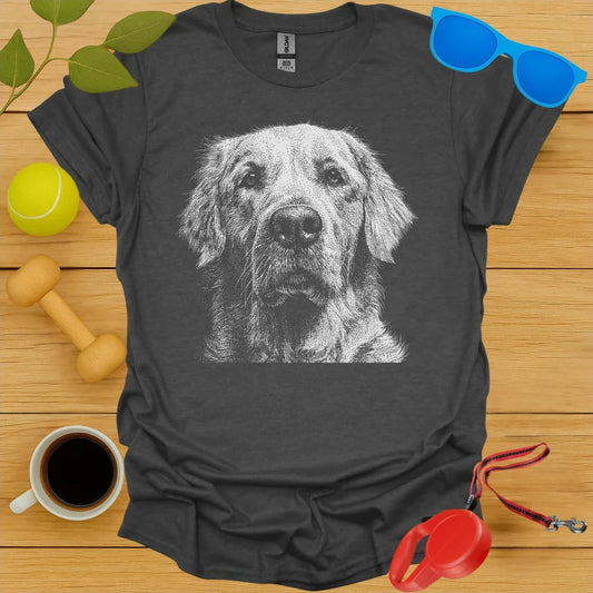 Golden Retriever Stipple Dotwork Portrait Tee