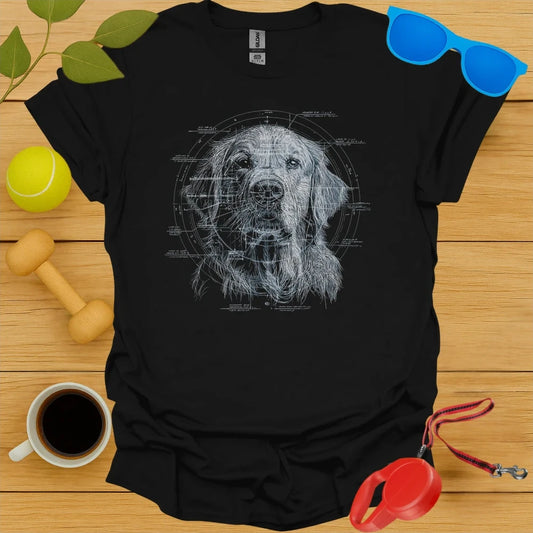 Golden Retriever Technical Blueprint Portrait Tee