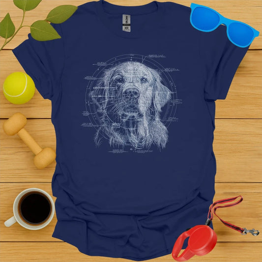 Golden Retriever Technical Blueprint Portrait Tee