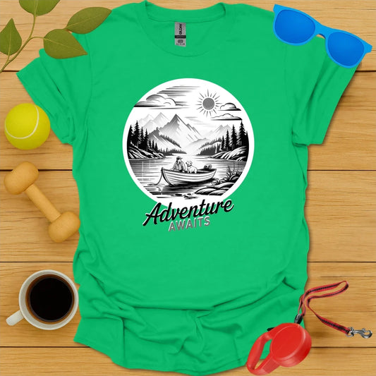Adventure Awaits | Mountain Lake Dog Tee - Irish Green